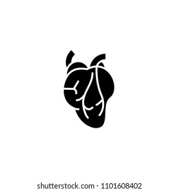 Heart black icon concept. Heart flat  vector symbol, sign, illustration.