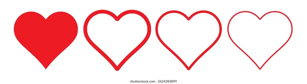 Heart Black Love Logo Variations. Various simple vector heart love icon. Valentine's Day,