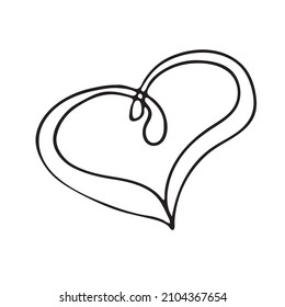 Heart Black Outline On White Background Stock Vector (Royalty Free ...