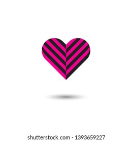 Heart black pink vector icon. Love symbol. Valentine's Day sign isolated on white background.