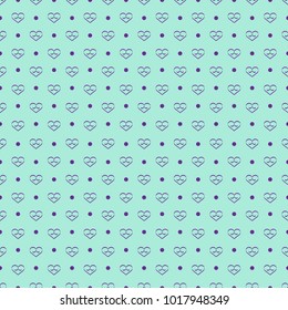 Heart black and polka seamless pattern. Fashion graphic design. Modern stylish texture. Monochrome template for prints, textiles, wrapping, wallpaper, card, banner, business, etc. Vector illustration