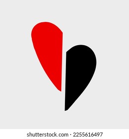 heart black and red half logo vector