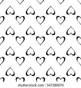 Heart black seamless pattern. Fashion graphic background design. Abstract texture. Monochrome template for prints, textiles, wrapping, wallpaper, website etc. Vector illustration