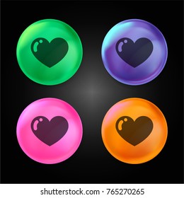 Heart black shape crystal ball design icon in green - blue - pink and orange.