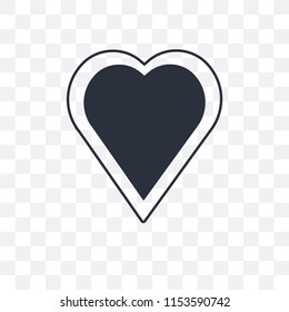 Heart black shape vector icon isolated on transparent background, Heart black shape logo concept