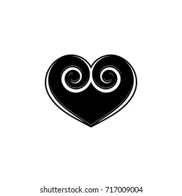 Heart black sign. Icon on white background. Romantic symbol linked, join, love, passion and wedding. Template for t shirt, card, poster. Design flat element of valentine day. Vector illustration