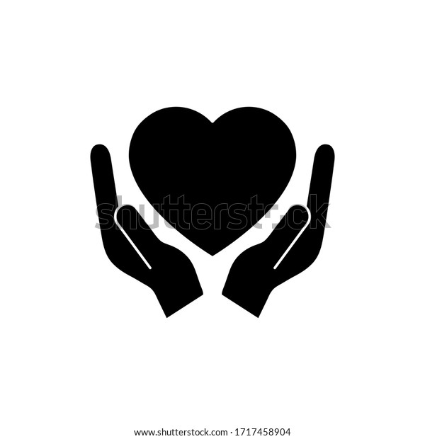 Heart Black Silhouette Icon On Hand Stock Vector (Royalty Free ...