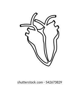 Heart black silhouette. Skeytch. Linear icon. Vector illustration on isolated background.