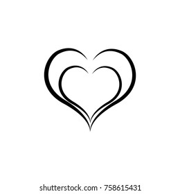 Heart black two sign. Fashion stylish print for sports wear. Heart as symbol of linked, join, love. Typographic print poster. Template for t shirt, apparel, card, label, poster. Design element.