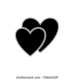 Heart black two sign. Fashion stylish print for sports wear. Heart as symbol of linked, join, love. Typographic print poster. Template for t shirt, apparel, card, label, poster. Design element.