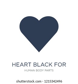 Heart black for valentines icon. Trendy flat vector Heart black for valentines icon on white background from Human Body Parts collection, vector illustration can be use for web and mobile, eps10