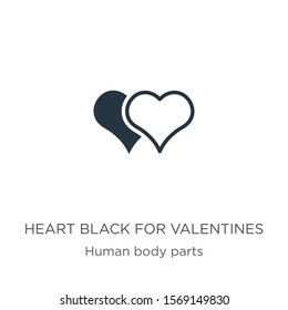 Heart black for valentines icon vector. Trendy flat heart black for valentines icon from human body parts collection isolated on white background. Vector illustration can be used for web and mobile 