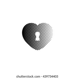heart - black vector icon;  halftone illustration