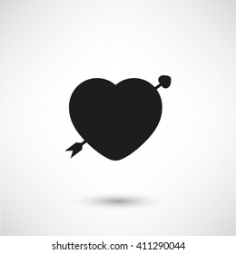 heart - black vector  icon with shadow