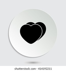 heart - black vector  icon with shadow