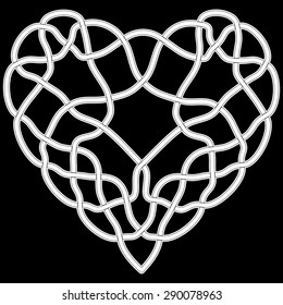 Heart of black and white in the Celtic style with knots