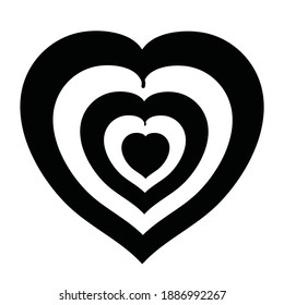 Heart in heart black and white illustration doodle style valentines day, hand drawn vector