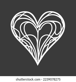 Heart black and white vector illustration
