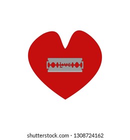 heart with blade razor vector (valentine's day)