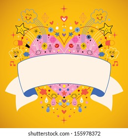heart with blank ribbon cartoon vector illustration