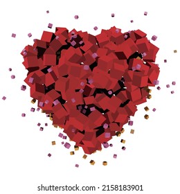 Heart with block assemblage vector illustration