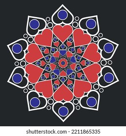 Heart Block Design and Henna Mehndi Block Design or Heart Mandala Design