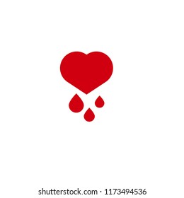 heart and blood. vector icon. heart symbol and drops of blood