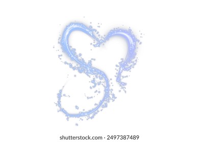 Heart blue with flashes isolated on white background. Light heart for holiday cards, banners, invitations. Heart-shaped blue wire glow. PNG vector	

