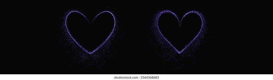 Heart blue with flashes isolated on transparent background. Light heart for holiday cards, banners, invitations. Heart-shaped neon wire glow.	
