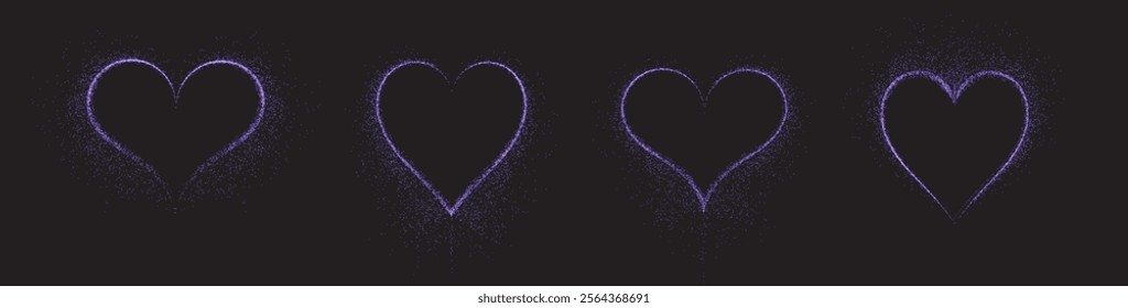 Heart blue with flashes isolated on transparent background. Light heart for holiday cards, banners, invitations. Heart-shaped neon wire glow.	