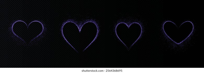 Heart blue with flashes isolated on transparent background. Light heart for holiday cards, banners, invitations. Heart-shaped neon wire glow.	