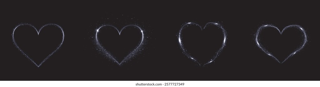 Heart blue with flashes isolated on transparent background. Light heart for holiday cards, banners, invitations. Heart-shaped neon wire glow.	