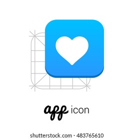 Heart Blue Mobile App UI/UX Button Corporate Logo / Icon Design