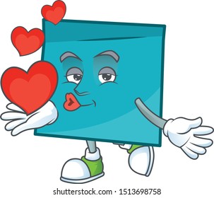 With heart blue rectangle sticker paper on white background.