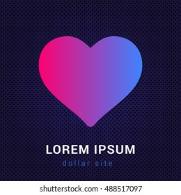 Heart Blue & Red colorful gradient attractive bright material Icon / Logo Design