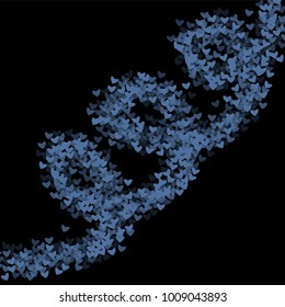 Heart blue which consists of isolated elements. Modern style with beautiful elements in heart blue. Can be used as print, wallpaper, cards, valentine cards, logo, background and etc.