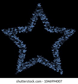 Heart blue which consists of isolated elements. Modern style with beautiful elements in heart blue. Can be used as print, wallpaper, cards, valentine cards, logo, background and etc.