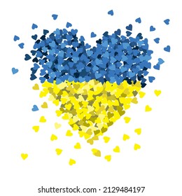 Heart with blue and yellow colors, supporting Ukraine