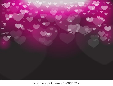 Heart bokeh on blwck background for valentine day