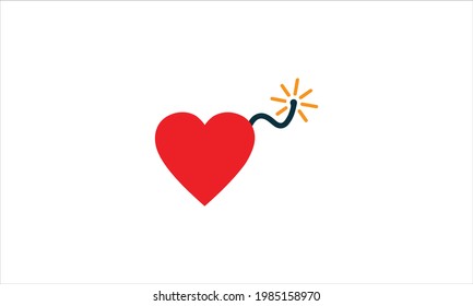 heart and bomb logo combination. Unique love and detonate logotype design template symbol