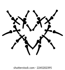 Heart Bone V43 Patch Streetwear, Urban Design Black Color Patch Commercial Use