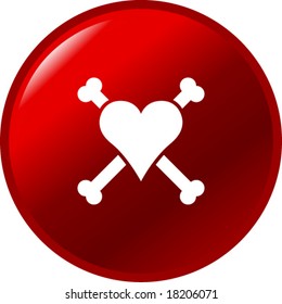 heart with bones button