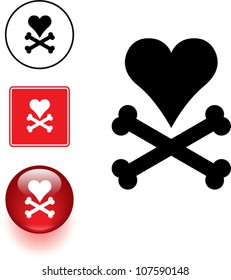 heart and bones symbol sign and button