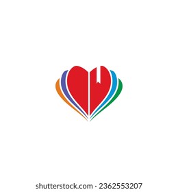 Heart and Book logo or icon design