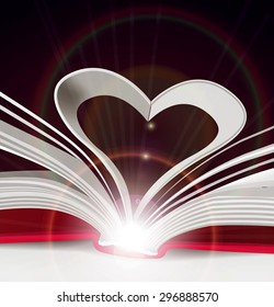 Heart from book pages. Vector close-up illustration 