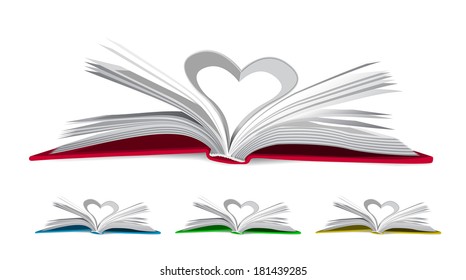 Heart from book pages. Vector illustration on white