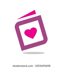 Heart With Book, Vector Icon or Logo Design
