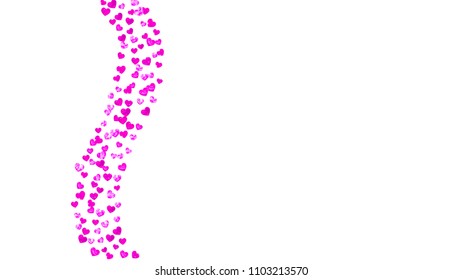 Heart border background with pink glitter. Valentines day. Vector confetti. Hand drawn texture. Love theme for voucher, special business banner. Wedding and bridal template with heart border.