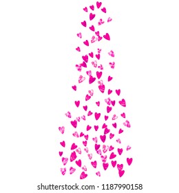 Heart border background with pink glitter. Valentines day. Vector confetti. Hand drawn texture. Love theme for voucher, special business banner. Wedding and bridal template with heart border.