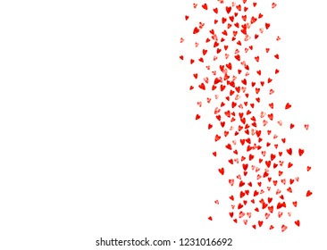 Heart border background with pink glitter. Valentines day. Vector confetti. Hand drawn texture. Love theme for poster, gift certificate, banner. Wedding and bridal template with heart border.